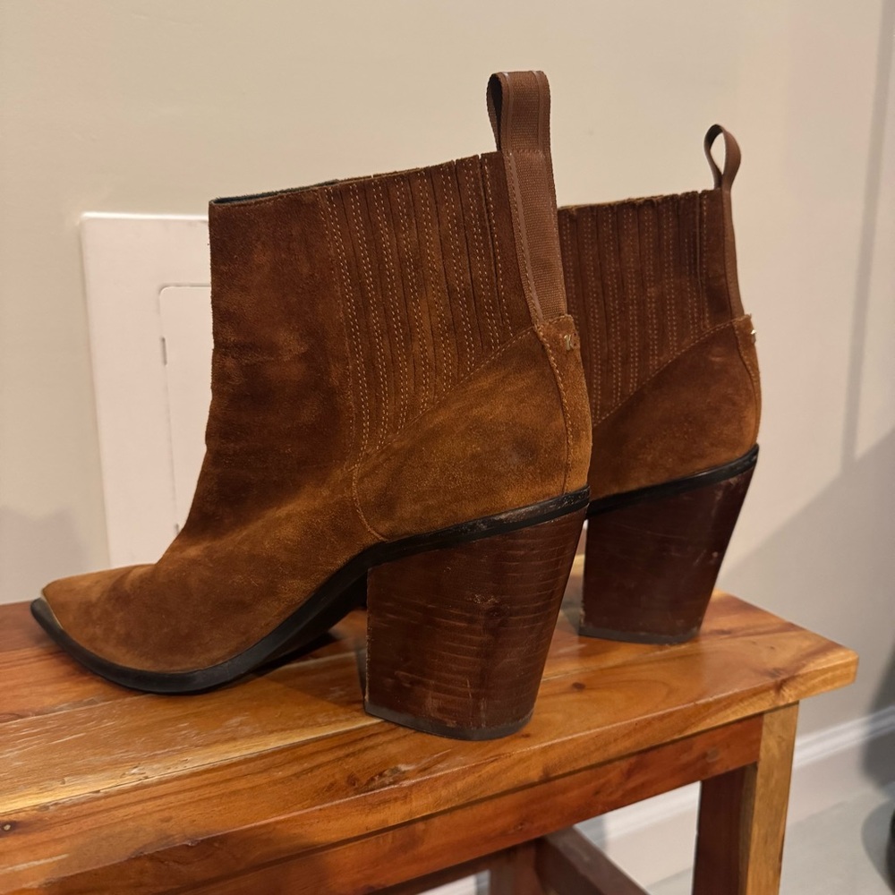 Kenneth Cole Tan Suede Heeled Boots - Picture 3 of 7